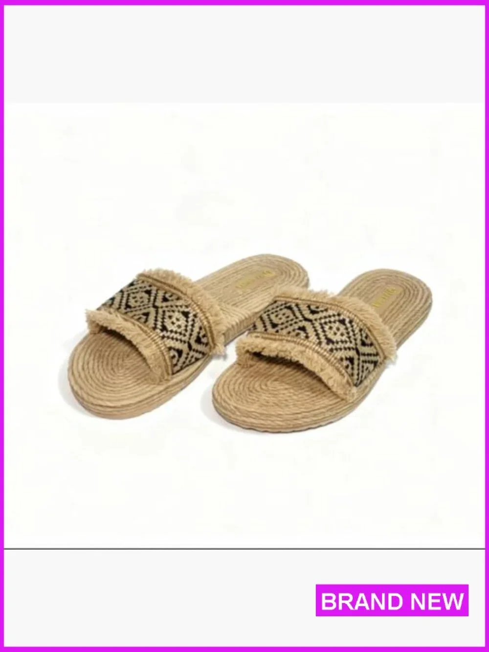 Woven Flat Sandals Slip On Lightweight Summer Beach Vacation Casual Slide